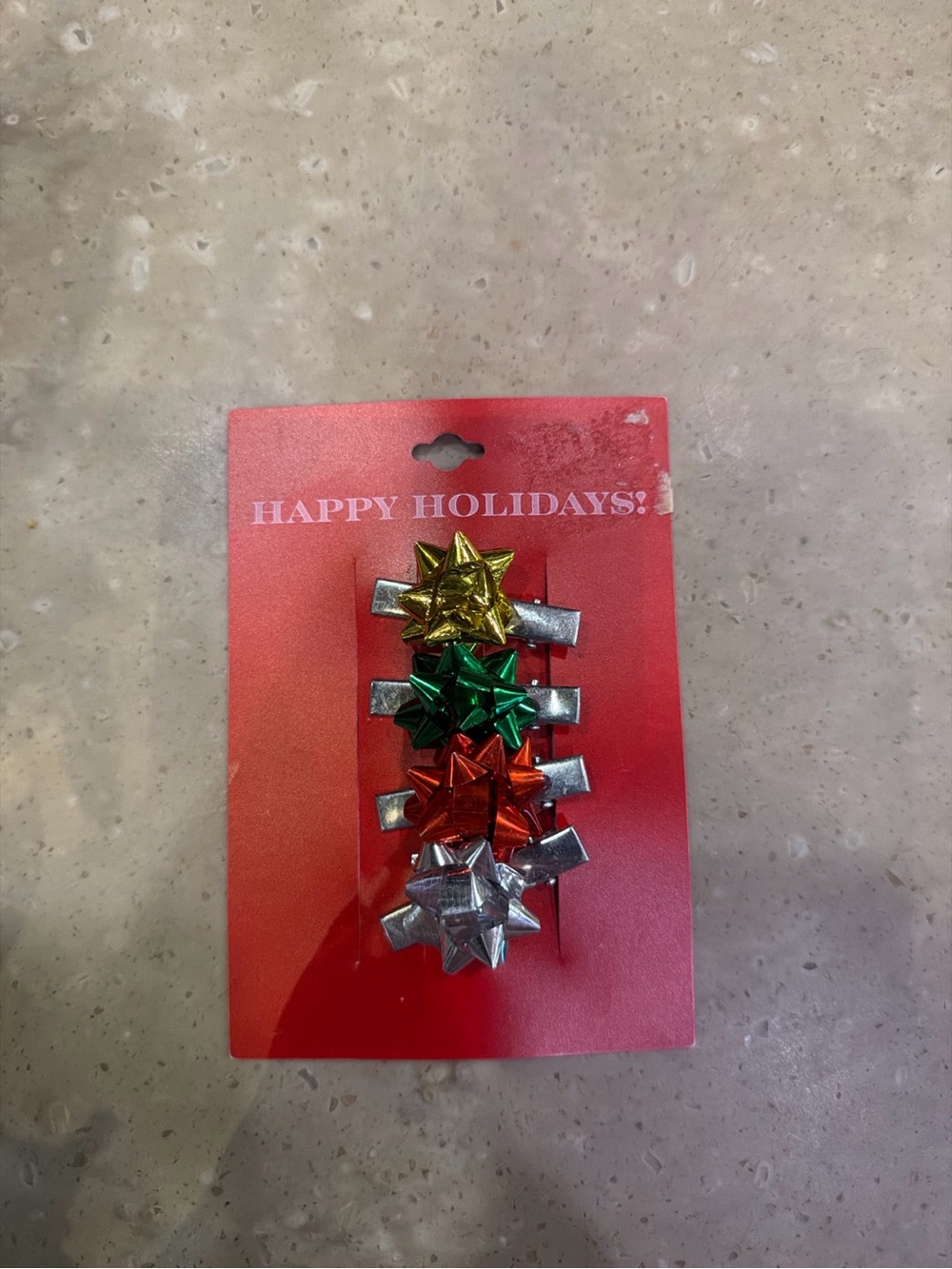 Holiday Star Bow Hair Clips - Red, Green, Gold, Silver